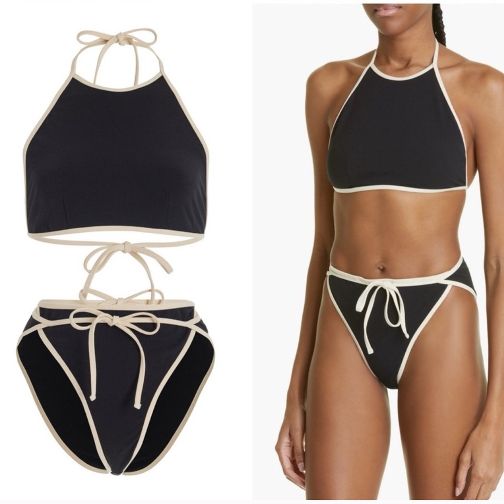 Lisa Marie Fernandez Black and Cream Bikini Set